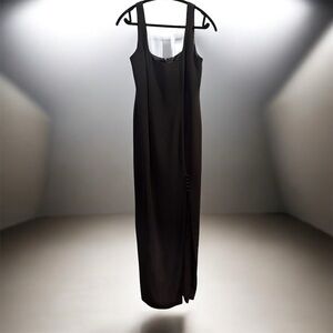 Vintage Nicole Miller classic Black Maxi Dress made in USA, side slit, size 6